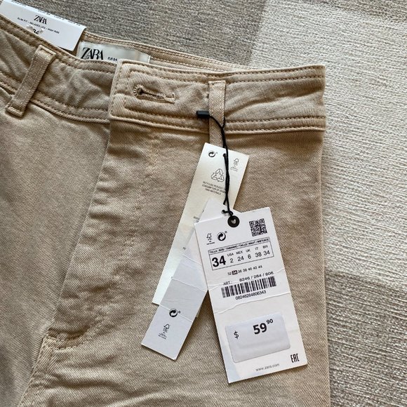 Zara Marine Straight Jeans - Beige (BNWT) - Picture 3 of 4